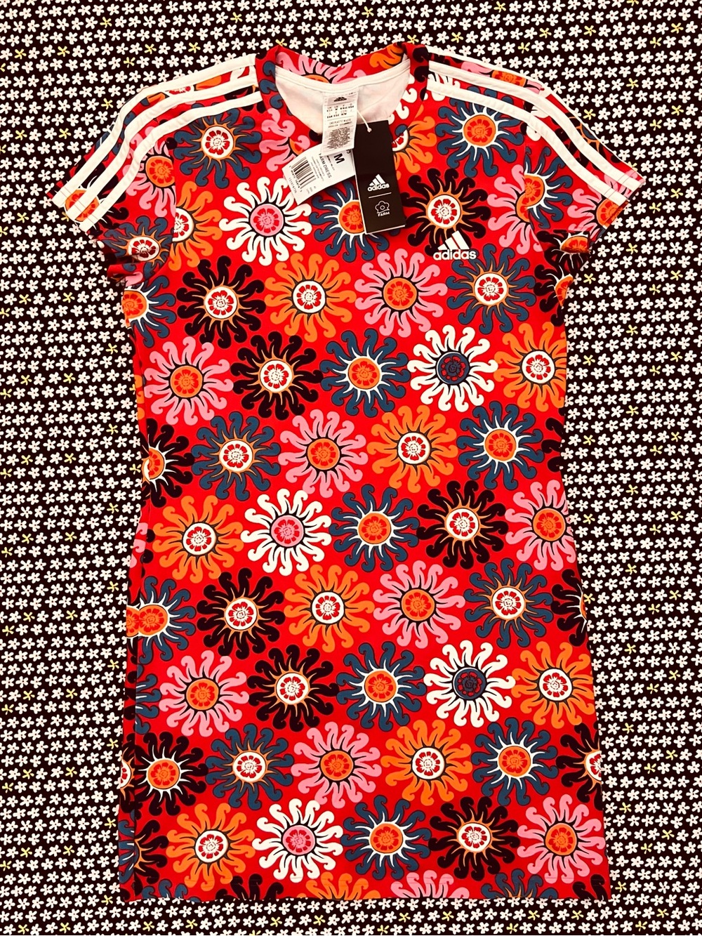 NWT Adidas x FARM Rio Red Floral Graphic Short Dress